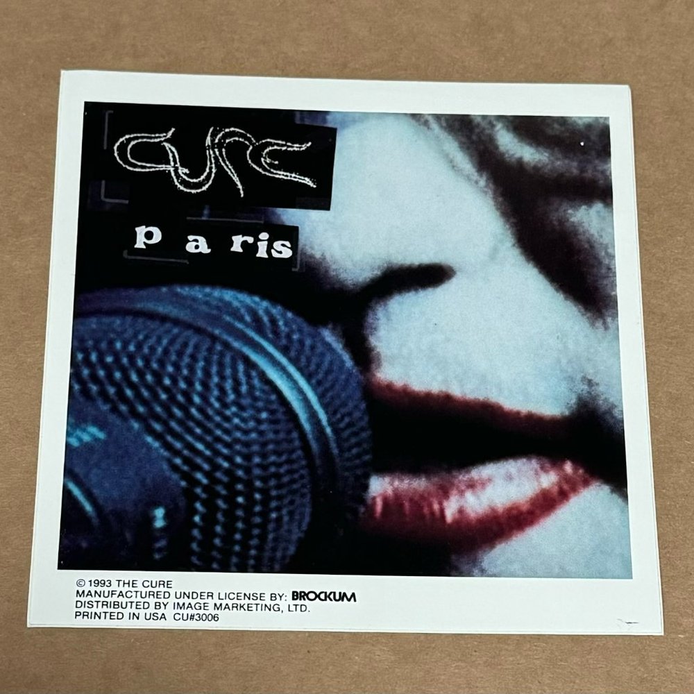 THE CURE - PARIS - PEEL & STICK STICKER - VINTAGE - 1993